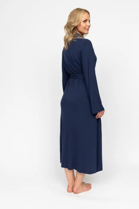 Cyberjammies Nora Rose Louisa Jersey Insert Lace Long Dressing Gown